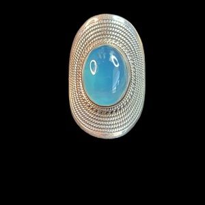 .925 Sterling Silver and Blue Statement Ring